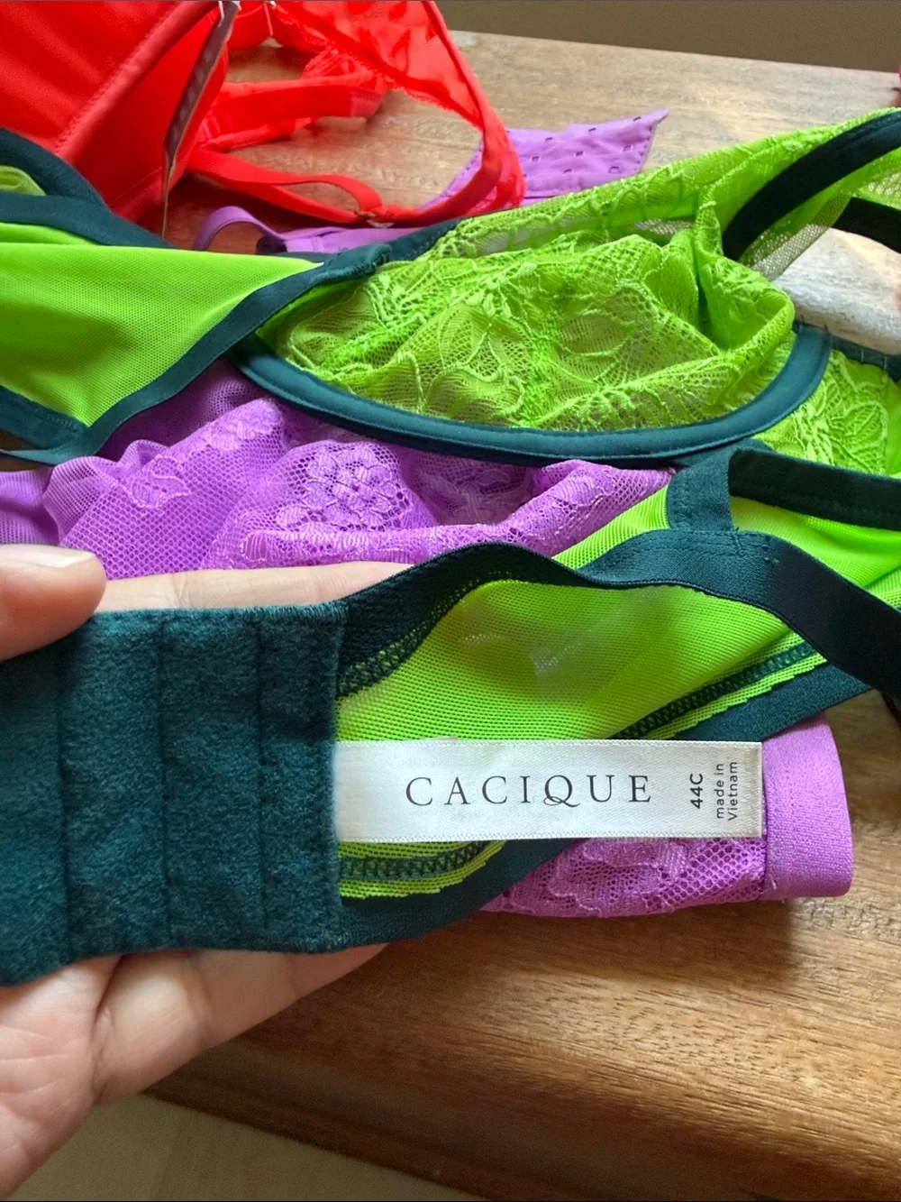 Cacique Lace Underwire Bras in Orange, Neon Pink, Purple & Lime